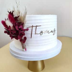 Personalized Paper Cake Charm with Mini Dried Flower Set