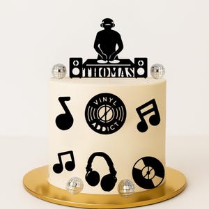 Custom DJ Bundle Cake Topper, Musik Disc, Musiker Night Club Disco, Party Music Birthday, Geburtstagskuchendekoration, DJ Dekoration