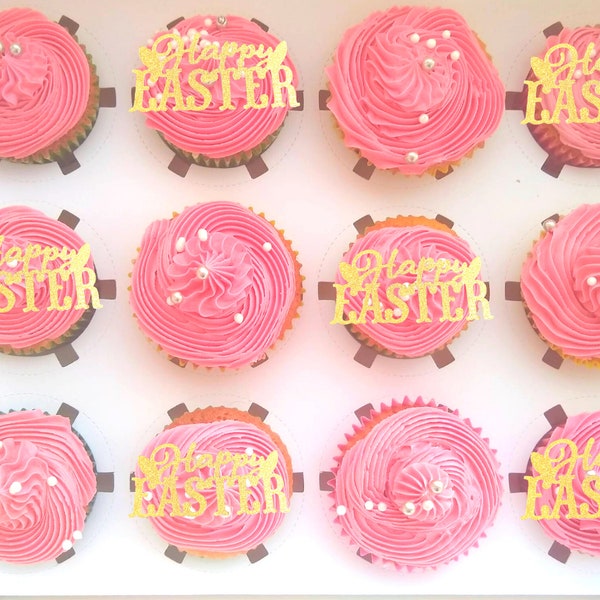 Bunny and egg Easter cupcake topper, happy Eater cupcake topper, Easter cupcake decor