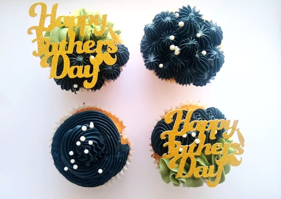 10 Acryl 'Happy Father's Day' Cupcake Picks - Schwarze Kuchen-Topper Für Vatertagsparty, Ohne Kleber