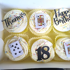 Décorations de cupcakes de poker personnalisées, décoration de fête de cartes à jouer personnalisées, choix de cupcakes sur le thème du casino, décorations de nuit de poker