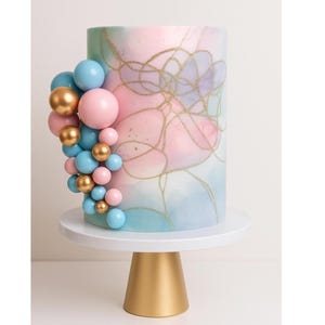 Balloon Cake Topper: Pink, Blue & Gold Ball Decorations - 25 Piece Set