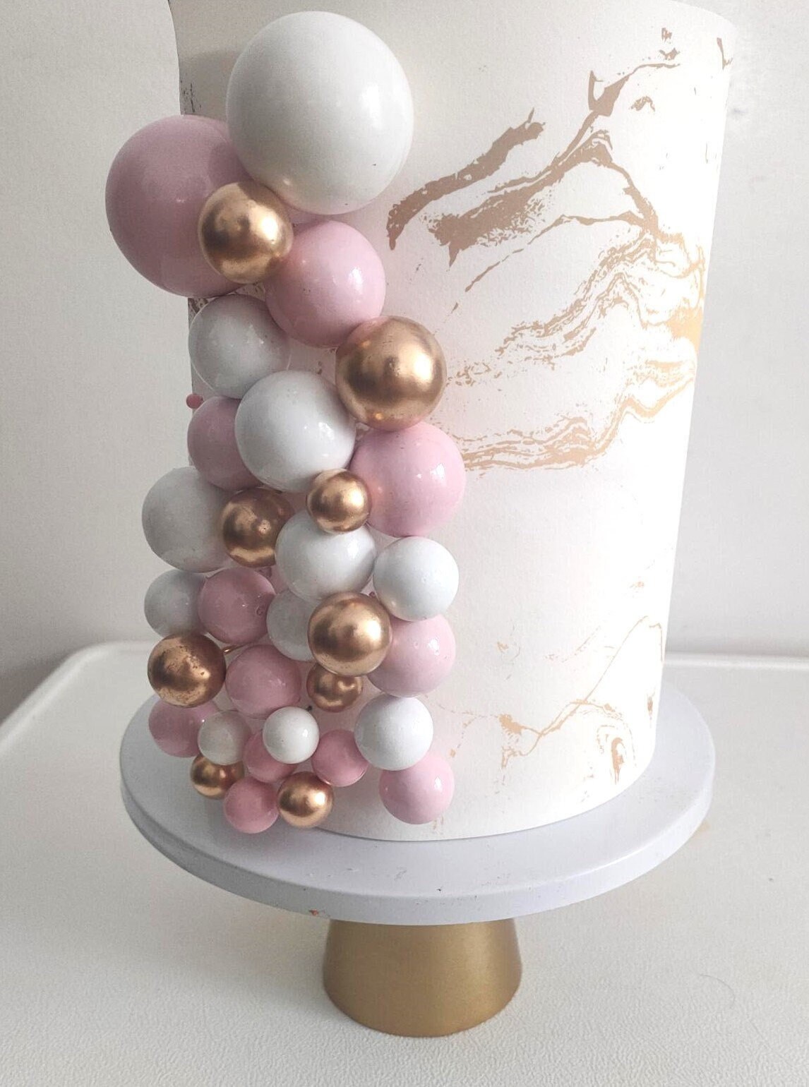 30 Stück Tortendeko-Kugeln – Roségold, Rosa, Weiß, 2,5 Cm, Aus Schaumstoff, Für Kuchen & Cupcakes