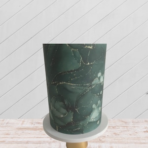 Dark green marble cake wrap, edible cake decoration perfect for wedding and birthday cake, Cake Wrap, edible image, icing sheet