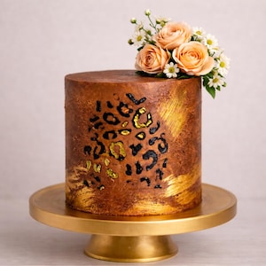 Molde de bolo reutilizável em Mylar com estampa de leopardo para decoração de bolos