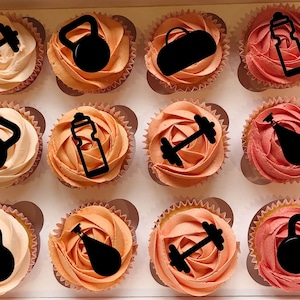 Gym cupcake topper, cupcake toppers, fitness themed party, gym cupcake topper, Weightlifting cupcake , dumbbells topper, cupcake decoration