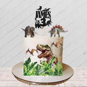 Dinosaur bundle cake topper personalised cake decoration edible dinosaur cake toper birthday sign cake decoration dinosaur theme party