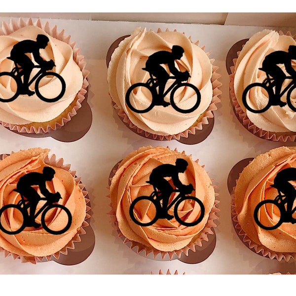 Cyclist cupcake toppers birthday cupcake decoration bike cake topper birthday party cupcake decoration