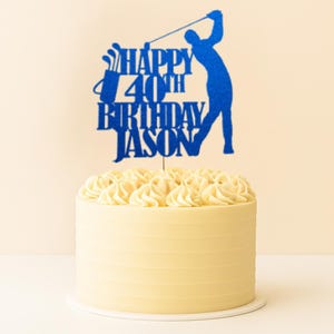 Personalised golf cake topper birthday name age custom golfer party decoration sports theme cake insert