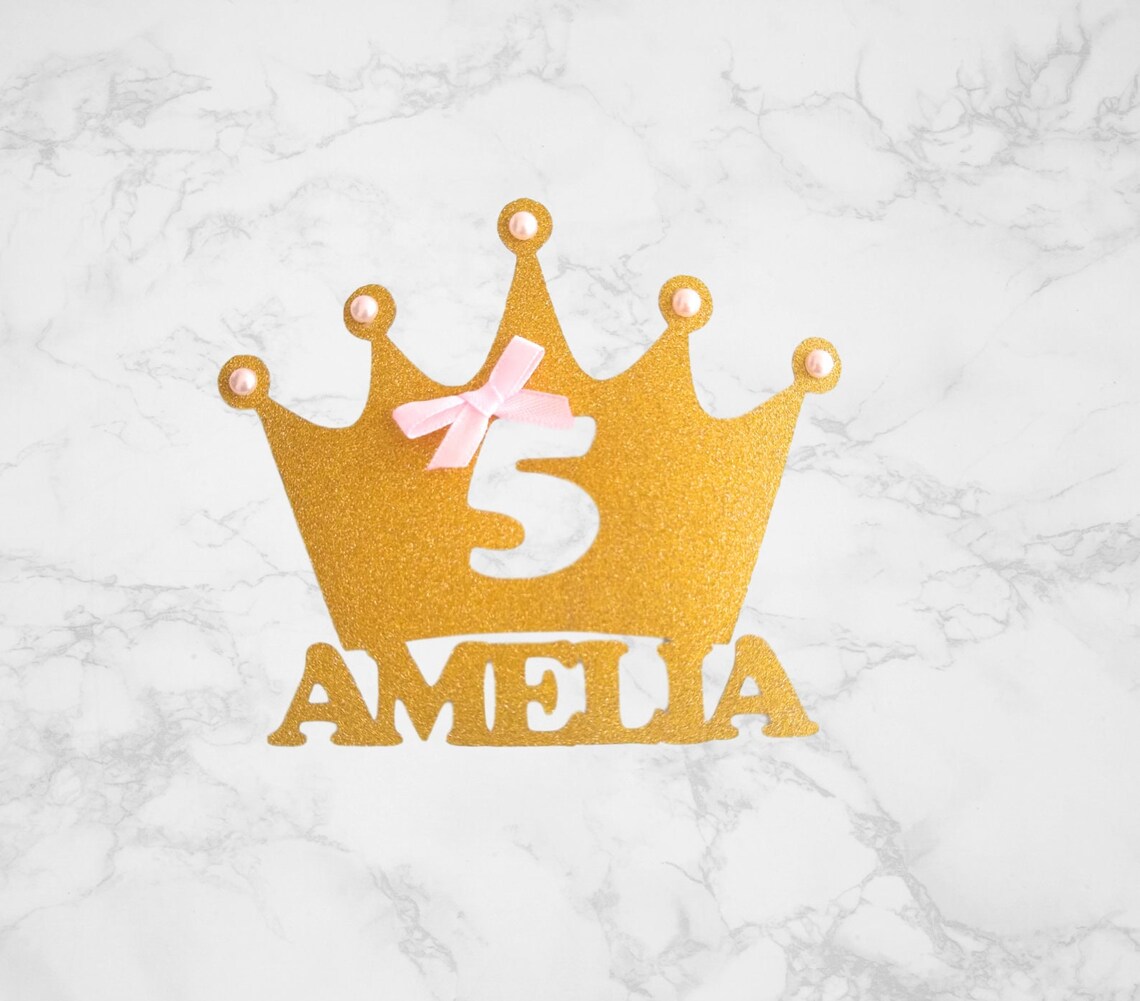Personalised Princess Cake Topper Crown Cake Topper Any Name Cake ...