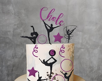 Gymnastics personalised set cake topper, birthday cake topper bundle, custom Gymnastic cake topper any name and age bundle cake decoration