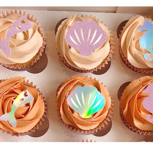 Mermaid Tail Cupcake Toppers: Ocean Party Decoration
