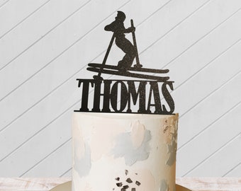 Personalised Skiing Skier cake topper, birthday cake topper and cake decoration with any name