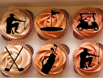 Golf cupcake topper, cupcake decoration, female and male golf player, cupcake topper