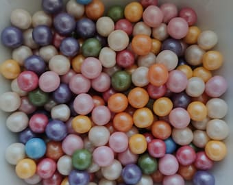 Multicolour Pearls sprinkles, cupcake and cake sprinkles, Vegan and Vegetarian-Friendly, Rainbow Pearl 6mm, Halal Kosher Gluten Dairy Free