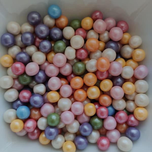 Multicolour Pearls sprinkles, cupcake and cake sprinkles, Vegan and Vegetarian-Friendly, Rainbow Pearl 6mm, Halal Kosher Gluten Dairy Free