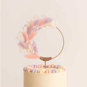 Dried Flower Cake Topper: Boho Blooms, Bunny Tails - 4.7x9.5 in