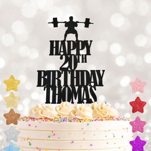 Personalisierte Gewichtheben Geburtstag Cake Topper: Gym Theme