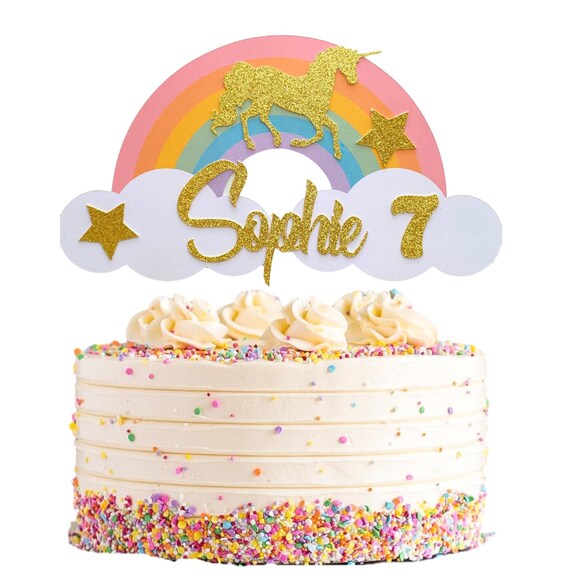 Custom Unicorn Cake Topper Rainbow Cake Topper Personalised - Etsy