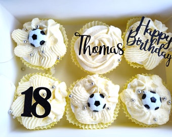 Personalized Football Cupcake Toppers: Custom Birthday Party Decor