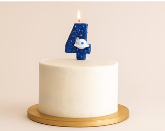 Verjaardagskaars Galaxy-nummer: Taartdecoratie ruimtefeest
