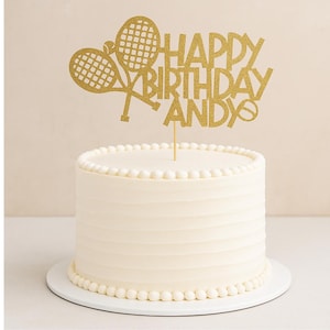 Personalized Tennis Cake Topper: Glitter Birthday Decoration