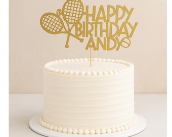 Personalized Tennis Cake Topper: Glitter Birthday Decoration