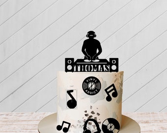 Custom DJ bundle Cake Topper, Music Disc, Musician Night Club Disco, Party Music Birthday, birthday cake decoration, DJ decoration