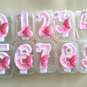 Mermaid Birthday Candle Numbers Glitter Cake Topper Girls Party Decorations Under the Sea Theme Number Candle for Birthday Cake Ocean Party