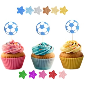 Football cupcake toppers, glitter cupcake topper, birthday cake topper
