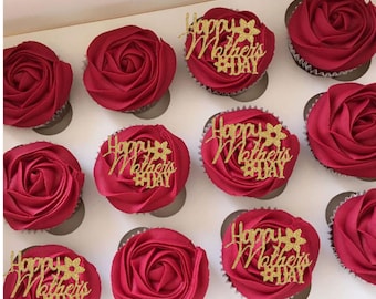 Happy mother's day cupcake topper, mother cake topper, cupcake topper, glitter cupcake topper