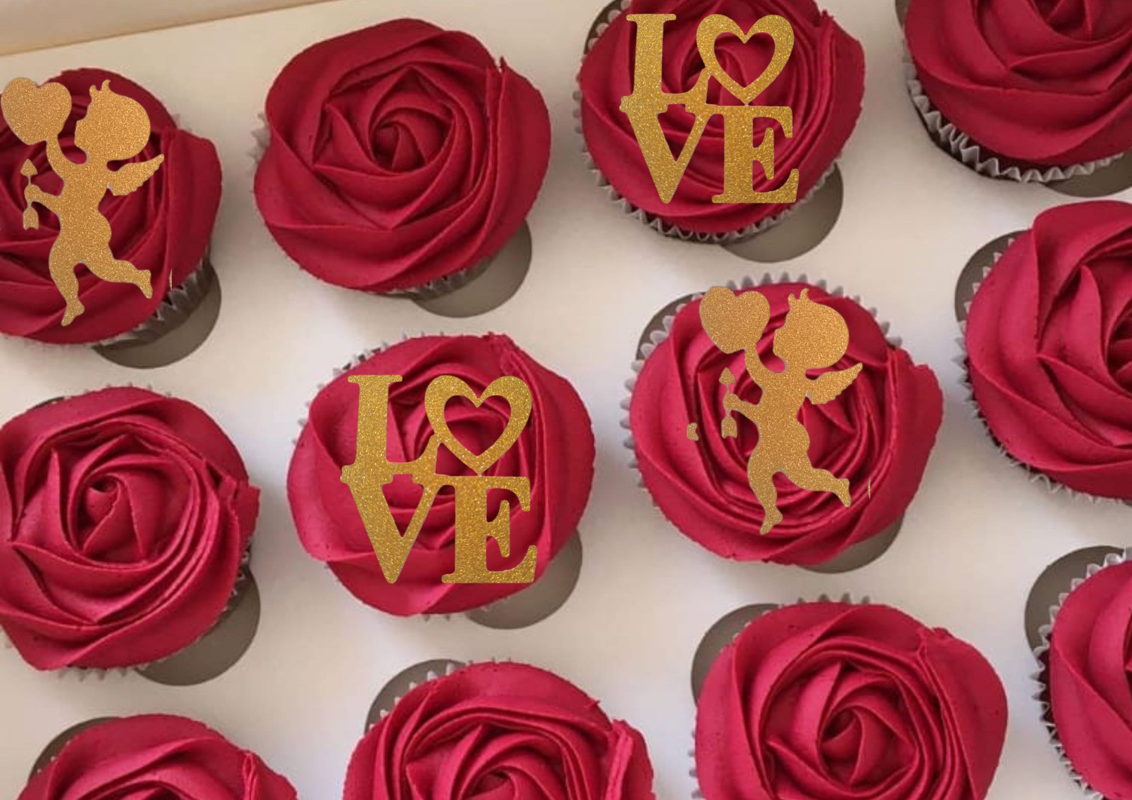 LOVE Cupcake Toppers Any Colour Customisable Valentines Etsy UK