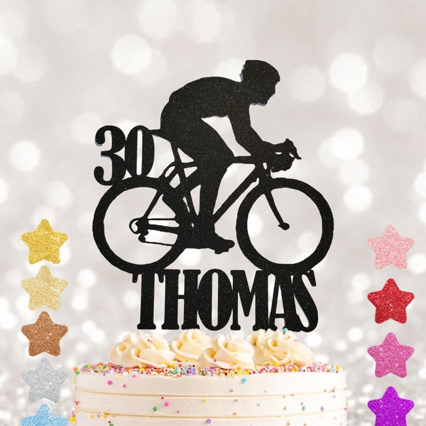 cyclist cake topper, cycle cake topper, birthday cake topper, personalised cake topper