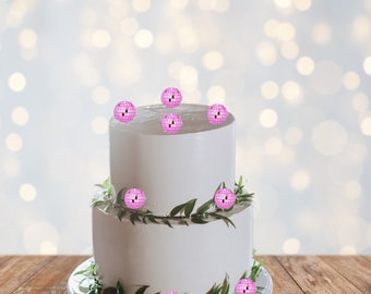 12 Decorazioni Per Torte A Forma Di Palla Da Discoteca - Centrotavola Glitterati Per Feste Retrò - 3
