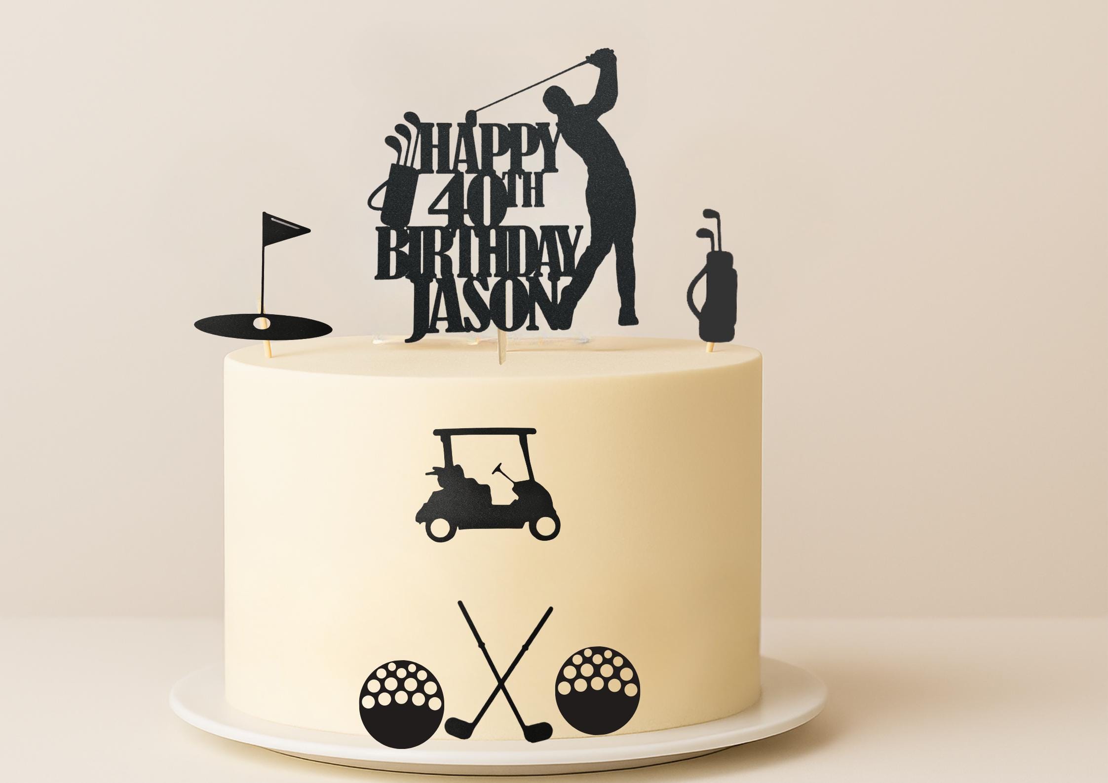 Golf-Kuchenaufsatz Mit Happy Birthday-Schild – Kuchendekoration Für Sport-Partys, Golf-Thema