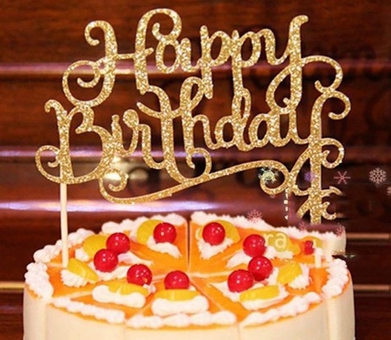 Happy Birthday taartdecoratie, gouden taartdecoratie voor verjaardag, cake-topper, glitter verjaardagstaart-decoratie, taarttopper voor meisjes, jongens, man, vrouw, kinderen, verjaardag Happy Birthday taartdecoratie, gouden taartdecoratie voor verjaardag, cake-topper, glitter verjaardagstaart-decoratie, taarttopper voor meisjes, jongens, man, vrouw, kinderen, verjaardag