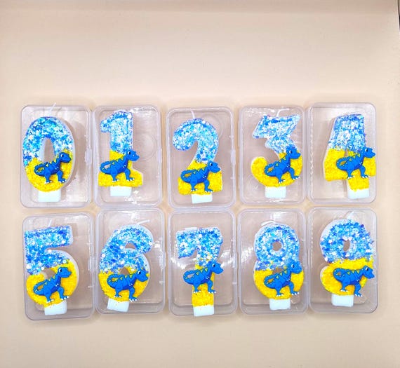 Dino Geburtstagskerzen Set – Zahl 5 Mit 2 Cake Toppern, Grün, Für Dinosaurier-Themenparty