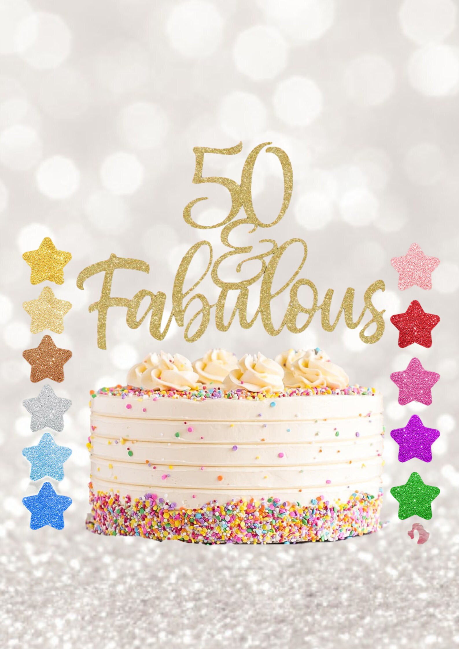 Bng-bng Topper Per Torta Per 15° Compleanno Ragazze Oro Rosa Glitterato