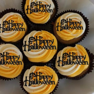 Happy Halloween cupcake toppers, Halloween cupcake topper, spooky toppers,  Halloween decor, trick or treat, Halloween party, Halloween