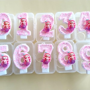 Mermaid Birthday Candles Girls Number Cake Toppers Under the Sea Theme Party Decorations Sparkly Mermaid Cake Candles Birthday Celebration