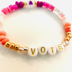 VOTE personalizable oro rosa y rosa carta pulsera amistad apilable Ombre brazo partido personalizado color cuentas pulsera pulsera regalo