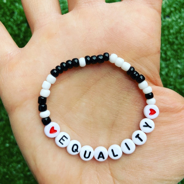 Equality Word Bracelet -- PROCEEDS TO CHARITY! Beaded Stretch Bracelet Men's, Kids, and Women's sizes available