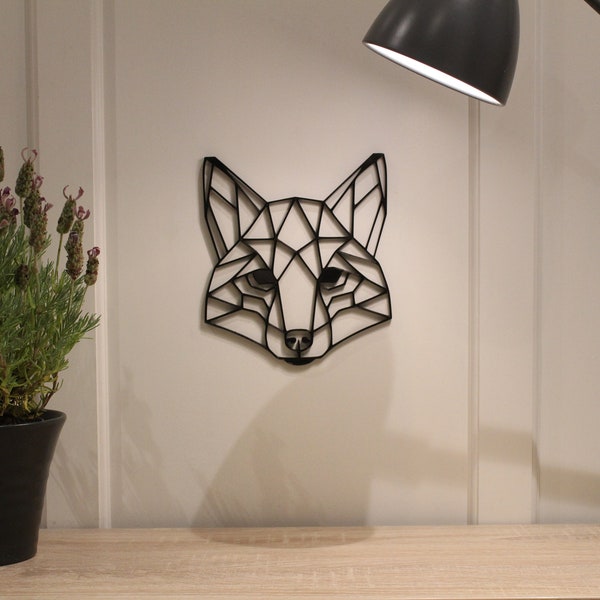 Geometric Fox Face - Wall Art Decoration Colour Black/White Christmas Gift Family Christmas Decor Gift