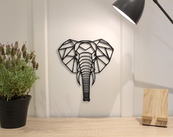 Geometric Elephant - Wall Hanging Art Decoration  - Black/White - Family Gift - Home Decor - 3DGeometrics - Christmas
