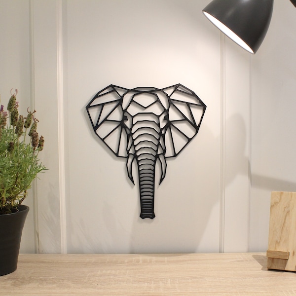 Geometric Elephant - Wall Hanging Art Decoration  - Black/White - Family Gift - Home Decor - 3DGeometrics - Christmas