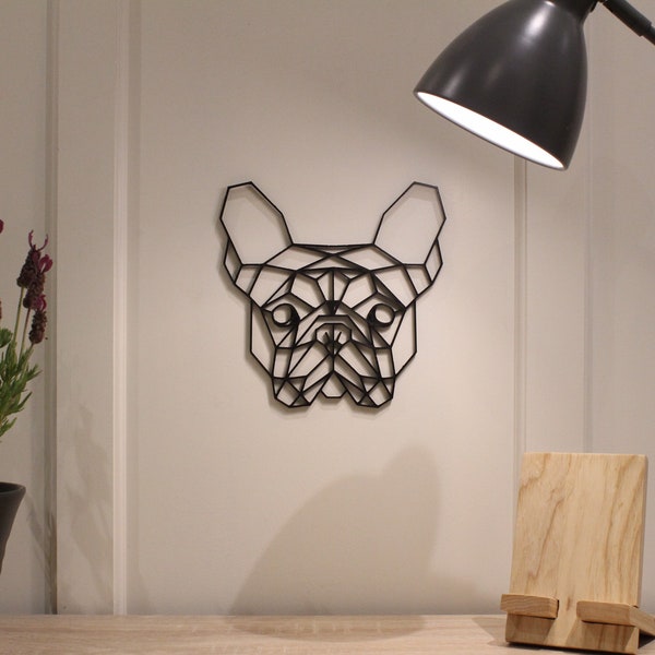 Geometrische Franse Bulldog - Muurdecoratie Kleur Zwart/Wit Cadeau Familie 3DGeometrics - Kerstmis
