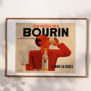 Quinquina Bourin poster Vintage Cocktail Posters French Liquor Poster 1930s French Art Vintage French Posters zdjęcie 2