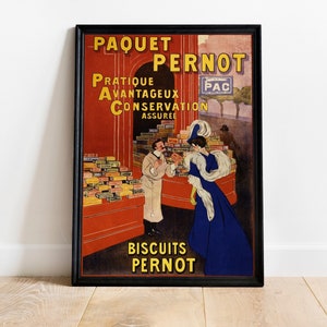 Paquet Pernot Biscuits Vintage French Poster 1900s Poster Victorian Art Vintage French Art Vintage Posters Belle Epoque zdjęcie 1