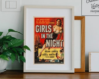 Girls in the Night Movie Poster | 1950s Movie Poster | Vintage Movie Poster | Digitally Enhanced Retro Movie Poster | Film Noir Poster