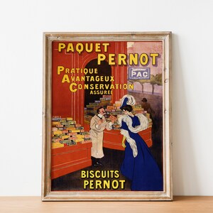 Paquet Pernot Biscuits Vintage French Poster 1900s Poster Victorian Art Vintage French Art Vintage Posters Belle Epoque zdjęcie 2